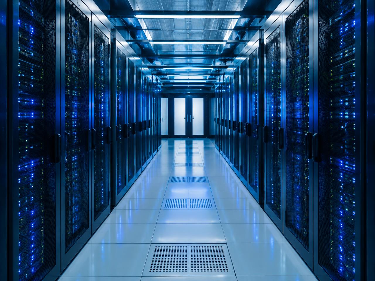 Stock photo: rows of server racks in a data centre